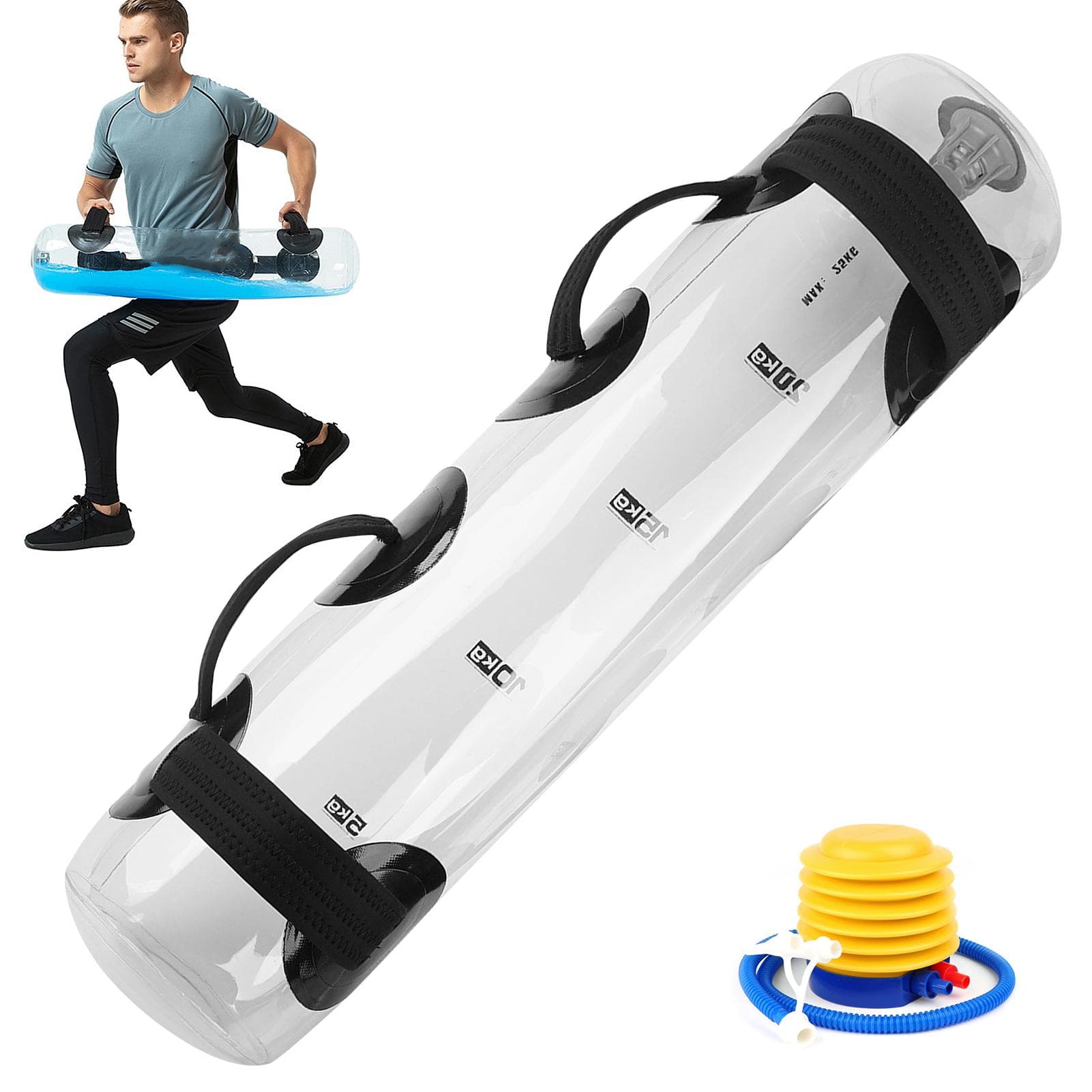 15kg /33lb Water Aqua Bag Weight Training Bag for Fitness Workout Muscle Building 25kg transparent