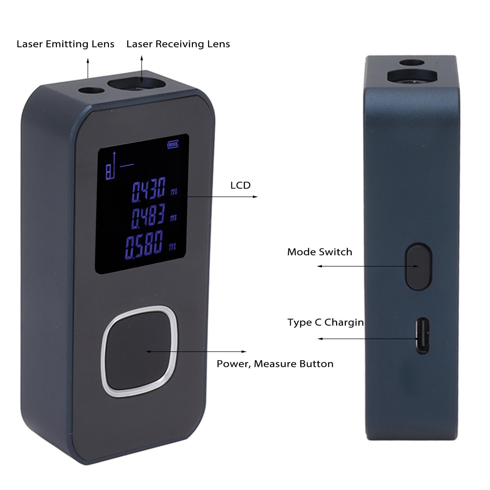 Handheld Laser Measure Tool Mini Infrared Measuring Instrument for Area Window Height Sofa Size