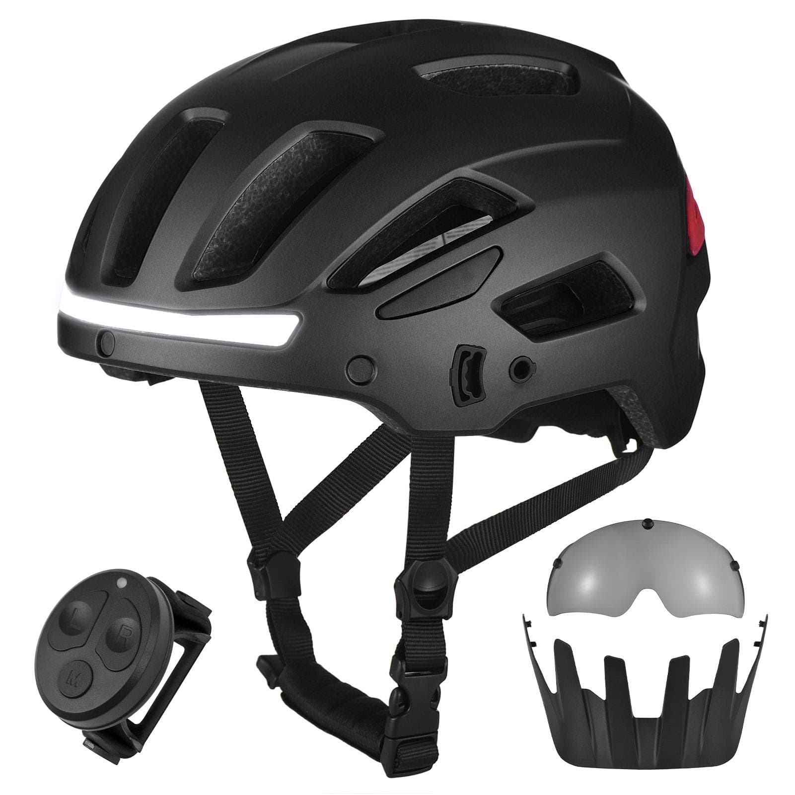 Bike Helmet Adult Men Mountain Bike Helmet With Remote Control Rechargble Light For Night Riding L black