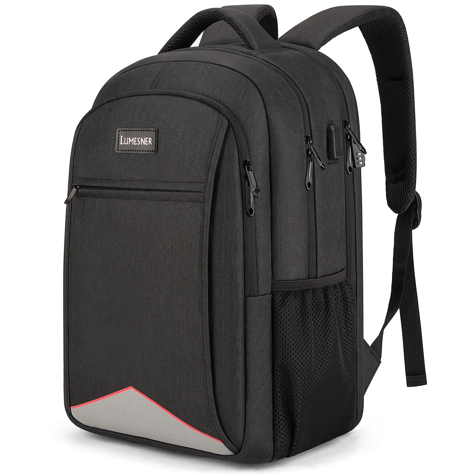 Lumesner® Laptop Backpack,Water Resistant Anti Theft Travel Laptop Travel Backpack with USB Charging Port Fits 15.6 Inch Notebook 15.6 Inch black