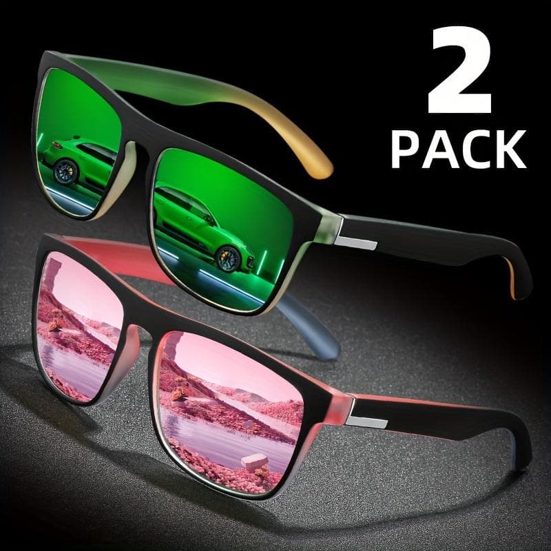 1/2pcs Square Gradient Sunglasses Anti Glare Sun Shades For Summer Vacation Travel Driving Fishing UV Protection