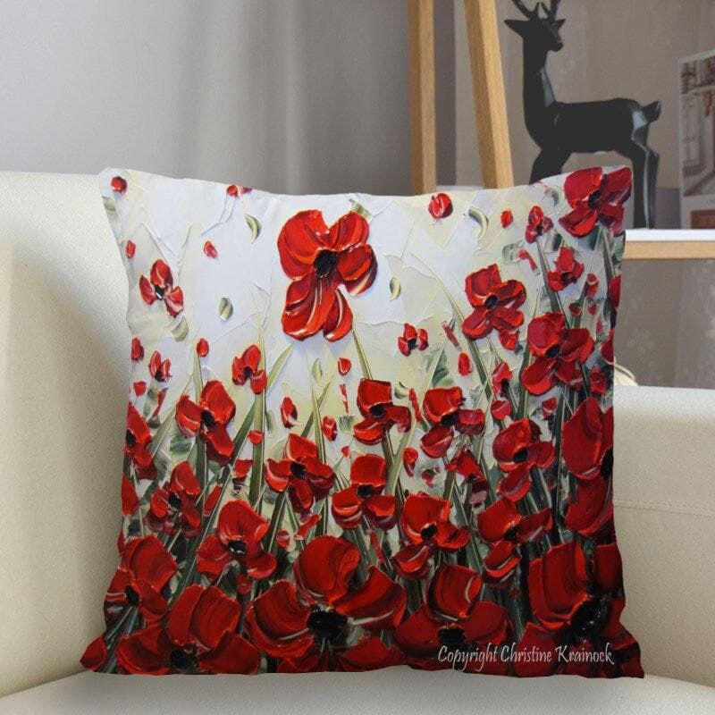 Poppy Flower Pillowcase Custom Square Pillowcase Box Zipper Pillowcase 50x50cm