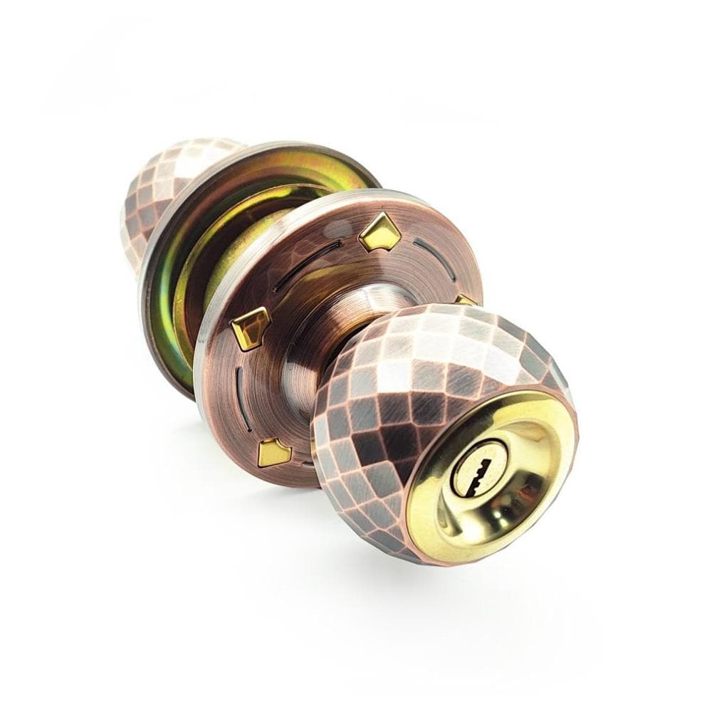 Door Knob Aluminum Alloy Heavy-duty Ball Lock Mirror Finish with 3 Key for Bedroom Bathroom red