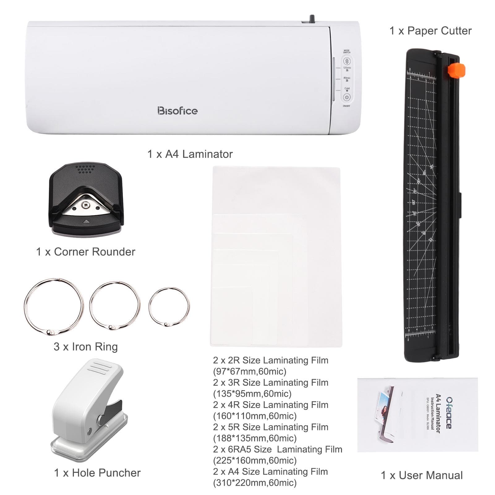 SL988 Desktop Laminator Machine Set A4 Size 6IN1 Multifunctional Hot and Cold Lamination 2 Roller UK Plug