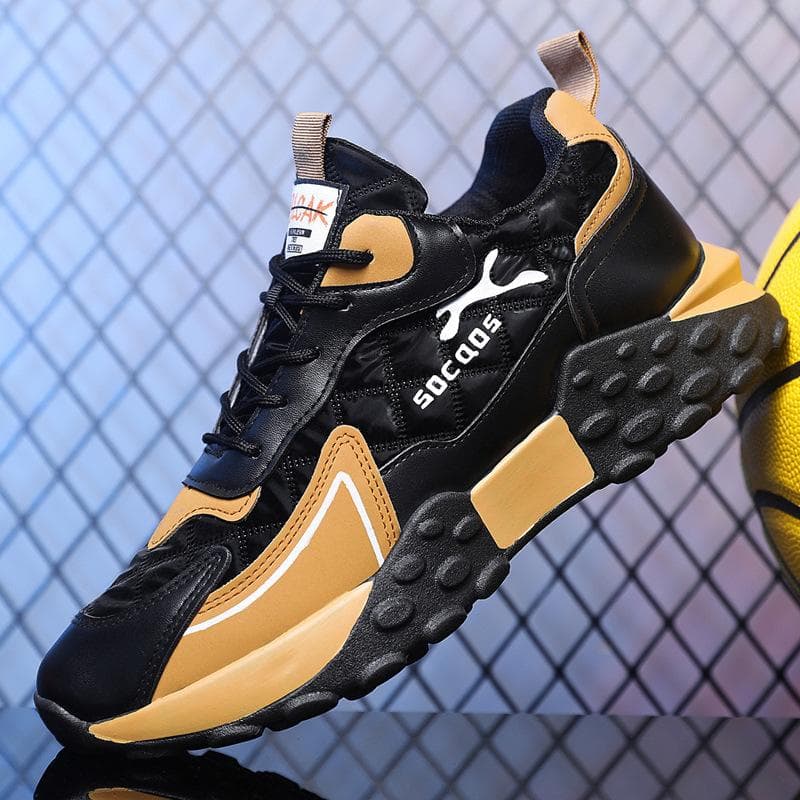 New Trendy Men's Shoes Spring Breathable Umbrella Cloth Shallow Mouth Lace-up Running Shoes Fashion Casual Sports Shoes 45 black