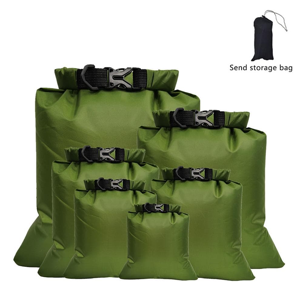 6 PCS Outdoor Waterproof Bag Dry Sack for Drifting Boating Floating Kayaking Beach army green