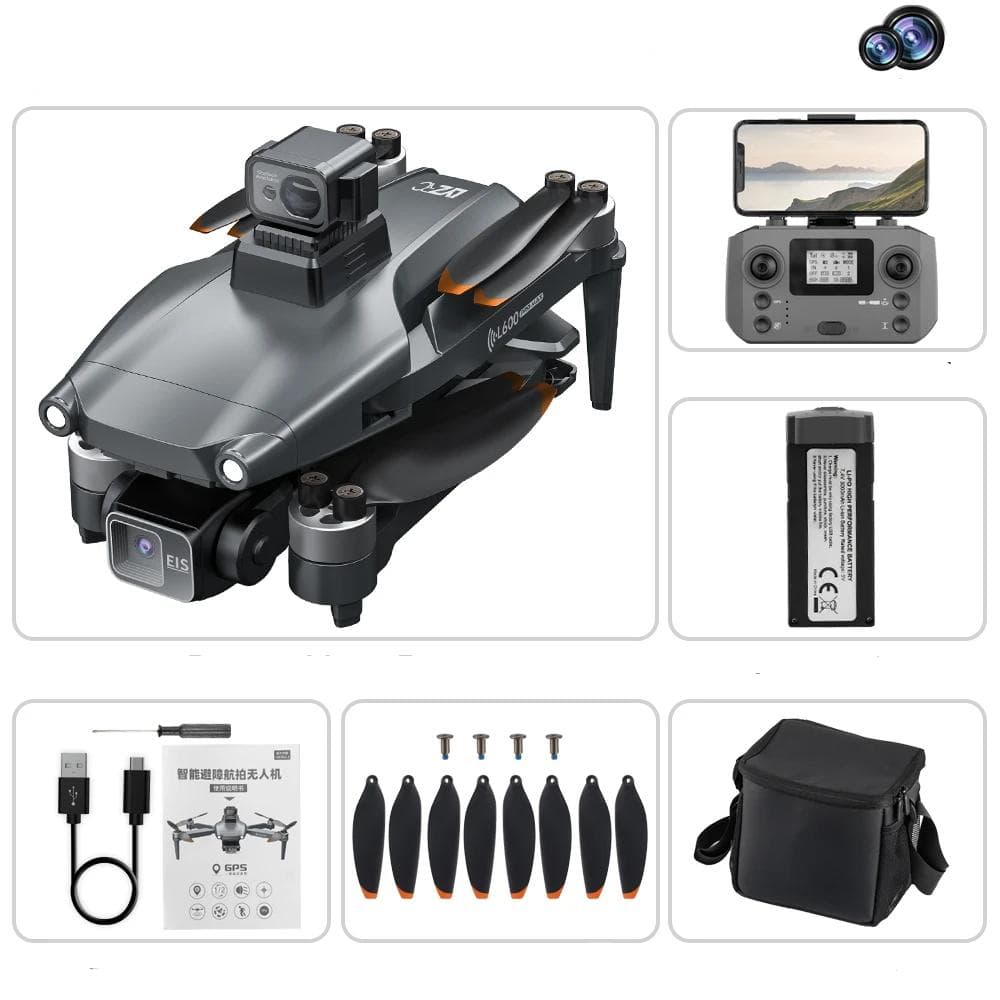 L600 PRO GPS Drone 4K Professional 3-Axis PTZ HD Dual Camera Obstacle Avoidance Brushless Motor 5G WIFI RC Quadcopter Toys L600 -PRO-OAS