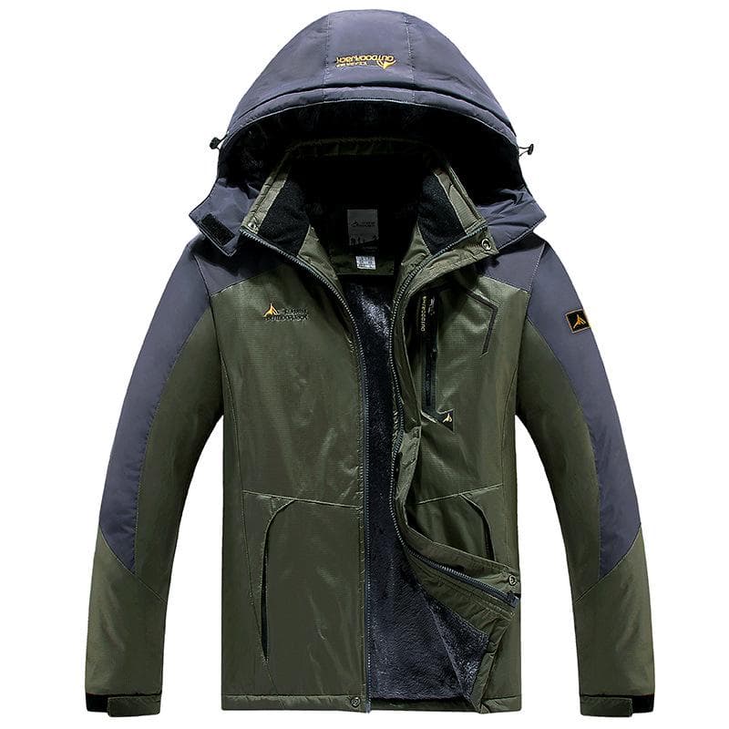 Men Outdoor Waterproof Jacket Camping Hiking Jackets Hunting Climbing Rain Fishing Sport Windbreaker Thick Warm Hooded Down Jacket XXXXL green