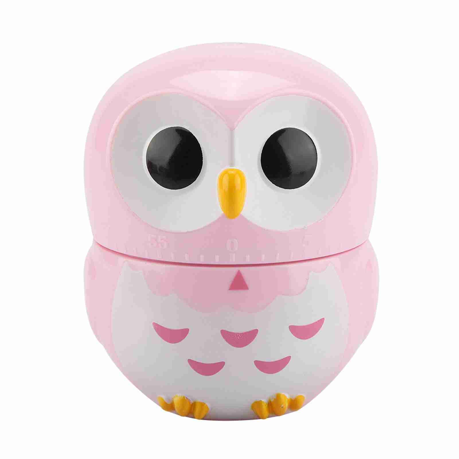 Cute Owl Shape Kitchen Manual Timer Mechanical Home Cooking Counters Clock(Pink) Pink