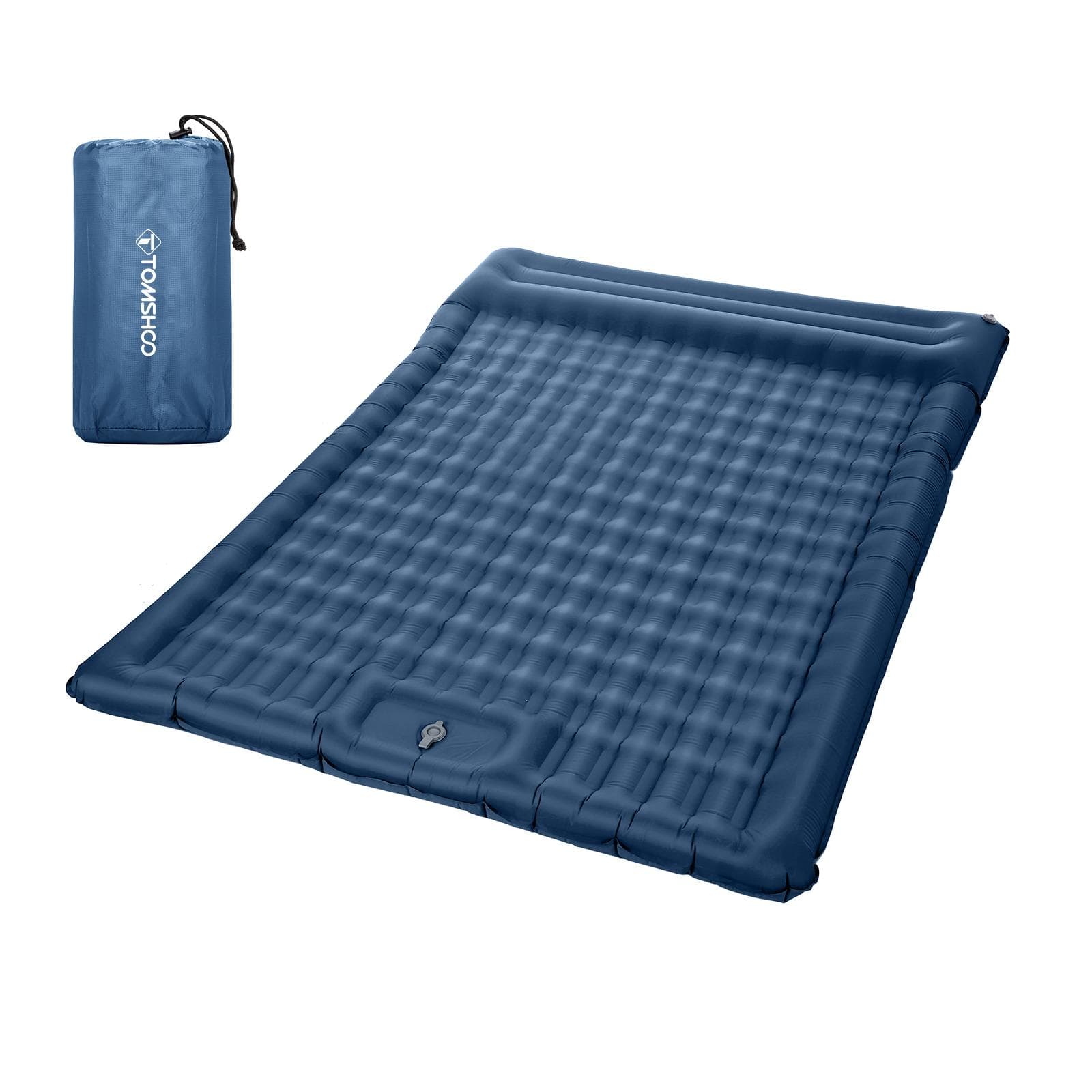 TOMSHOO Inflatable Double Sleeping Pad Extra Thick 5 Inch Sleeping Pad Mat Air Mattress with dark blue