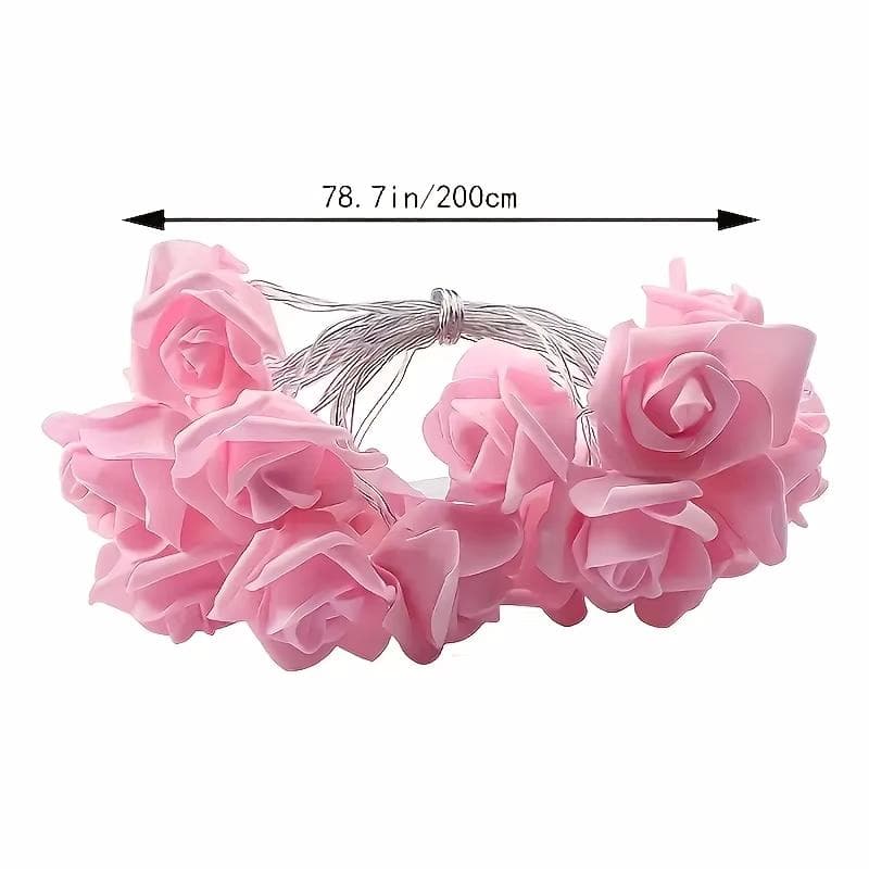 Pink Rose String Lights For Bedroom Battery Operated Flower LED Lights For Outside Romantic Home Dorm Room Festival Fairy Lights Pink