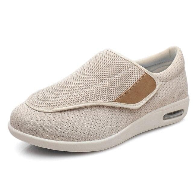 Summer Spring Comfortable Breathable Soft Medical Orthopedics Diabetic Shoes Diabetes Walking Sneaker Wind Adjusting 38 beige