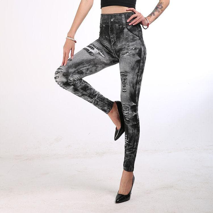 Summer Tight Leggings Women Fashion Skinny Long Pants Pencil Pants High Waist Elastic Trousers XL grey