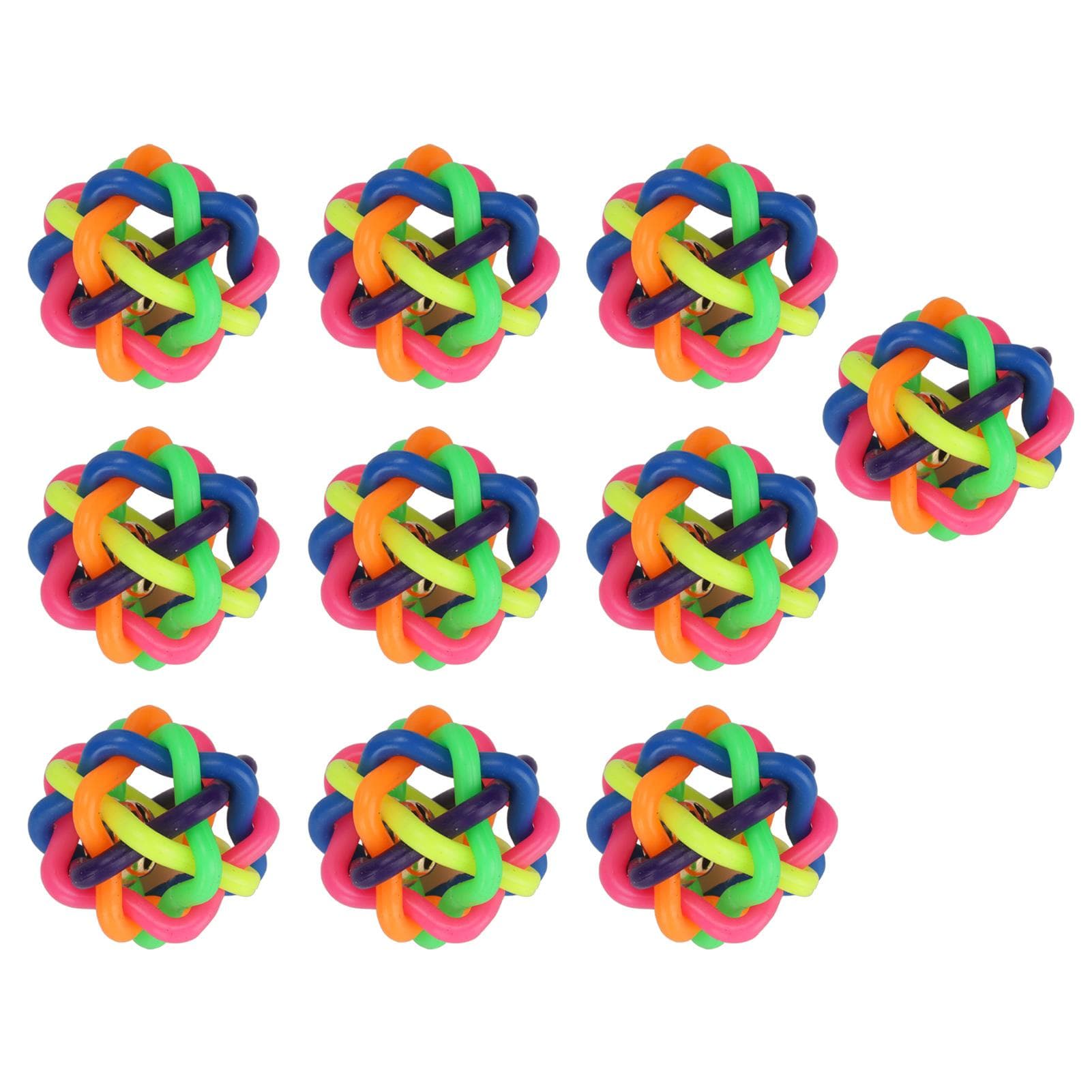 10Pcs Pet Wobbly Rubber Ball Teeth Grinding Bite Resistant Colorful Dog Rubber Ball with Bell for