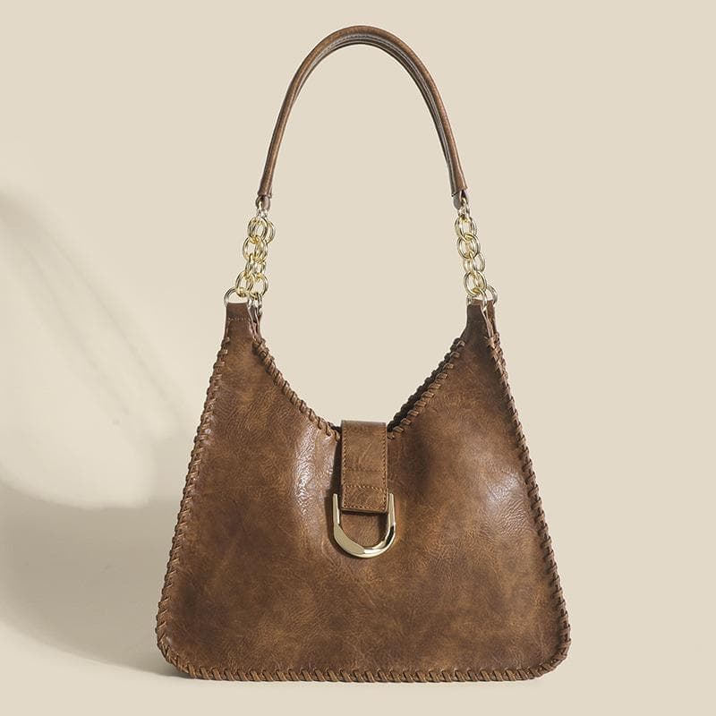 Vintage Woven Soft Leather Shoulder Underarm Bag All-in-one Commuter Bag Women's Crossbody Bag