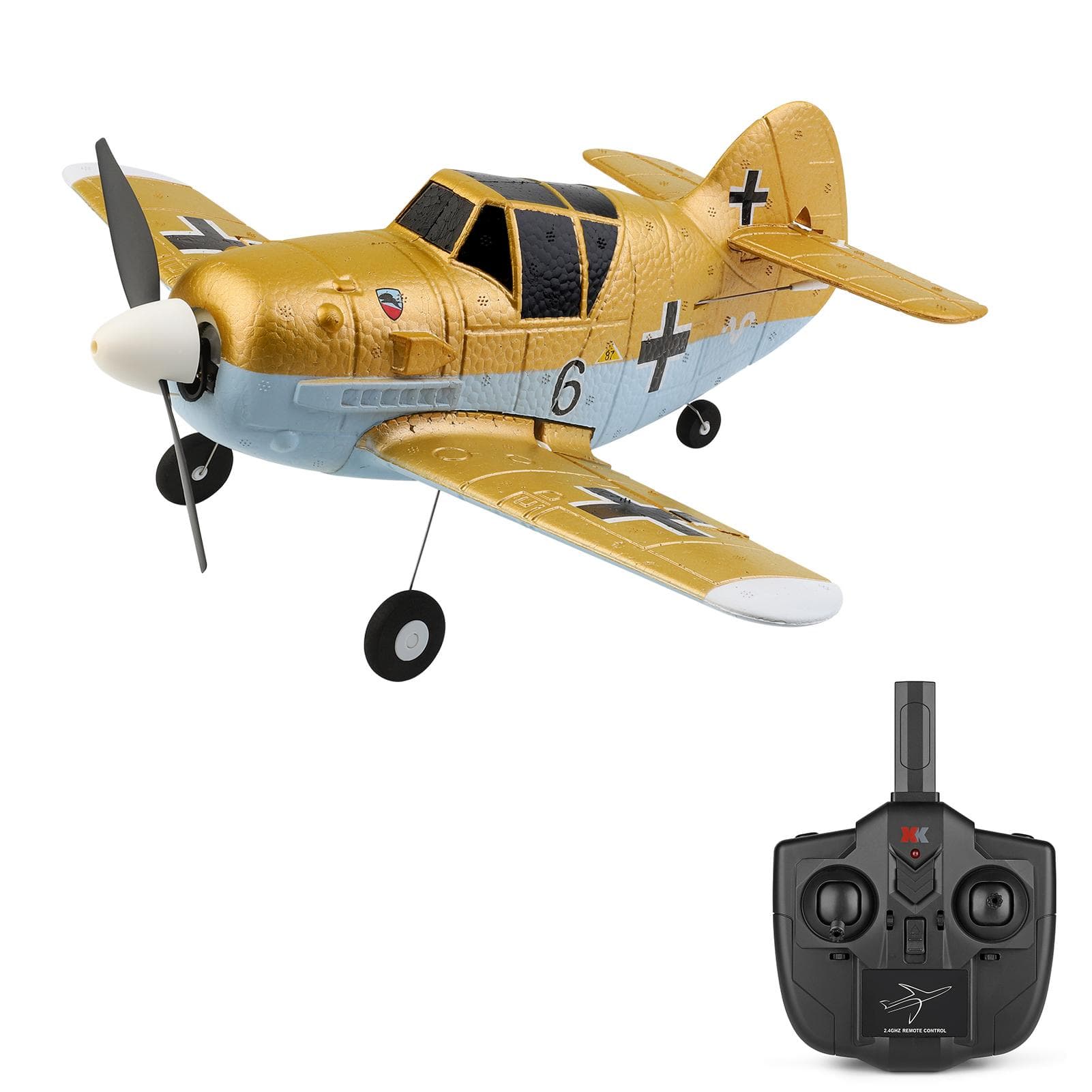 WLtoys A250 RC Airplane 2.4GHz 4CH RC Plane 6-axis Gyro Gliding Aircraft Flight Toys BF109 Model yellow