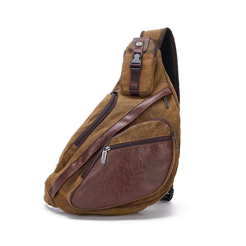 European and American Retro Fashion Trend Canvas Diagonal Chest Bag Crescent Multifunctional Men's Messenger Bag