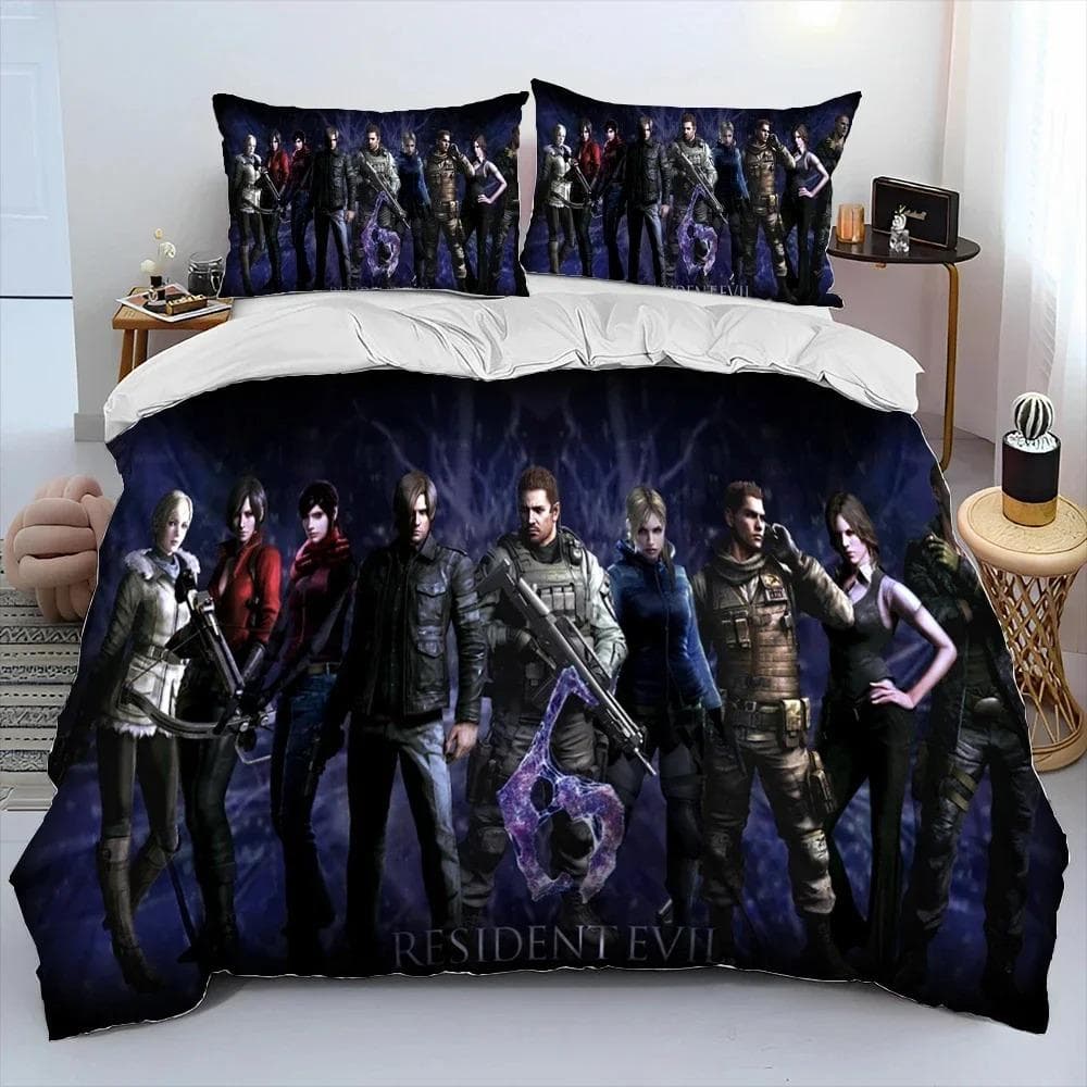 3D R-Resident Evil Games Gamer Comforter Bedding Set,Duvet Cover Bed Set Quilt Cover Pillowcase,king Queen Size Bedding Set Boys 200x230cm 3pcs