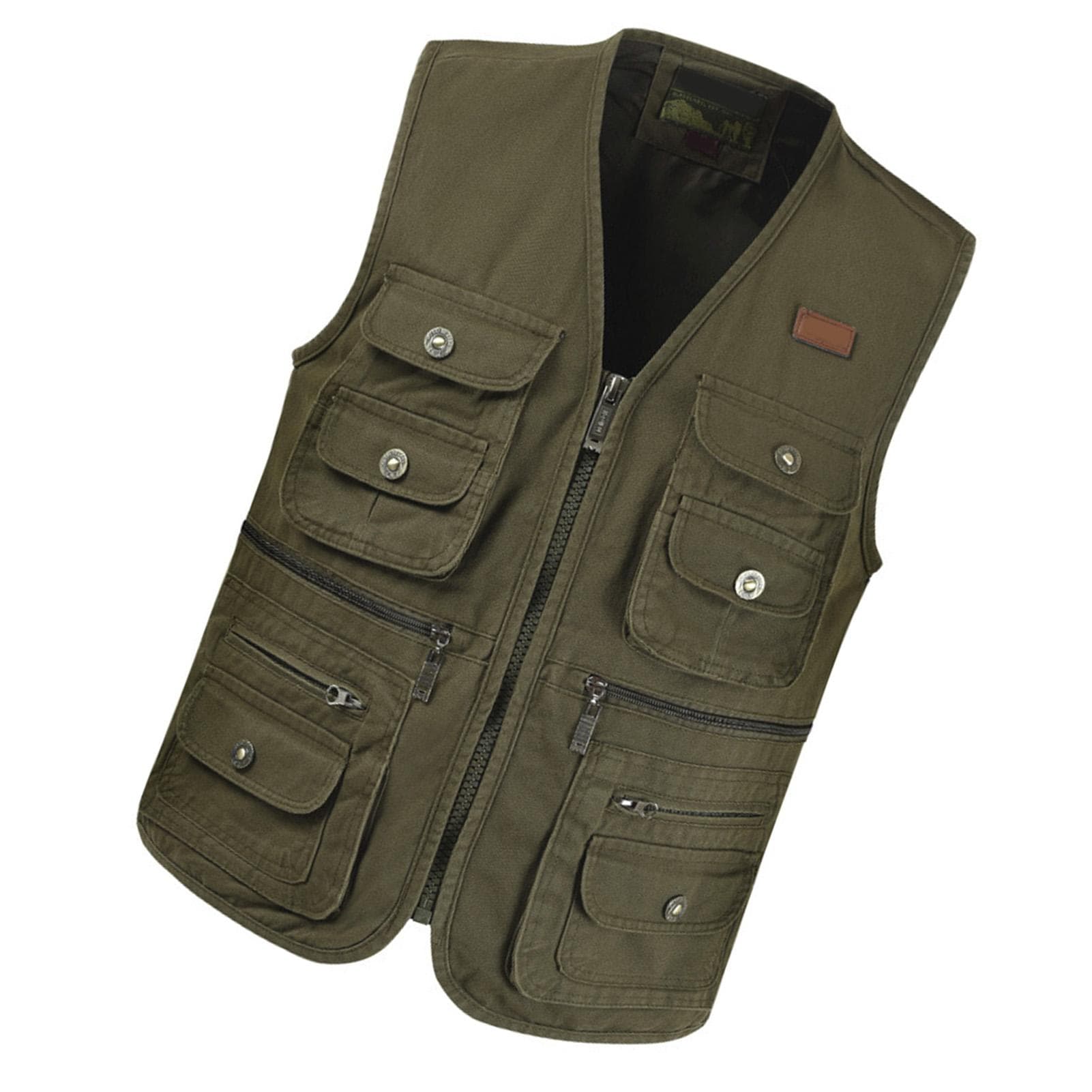 Cargo Vest Multi Pockets Soft Breathable Pure Cotton Smoothing Zipper Fishing Vest for Outdoor