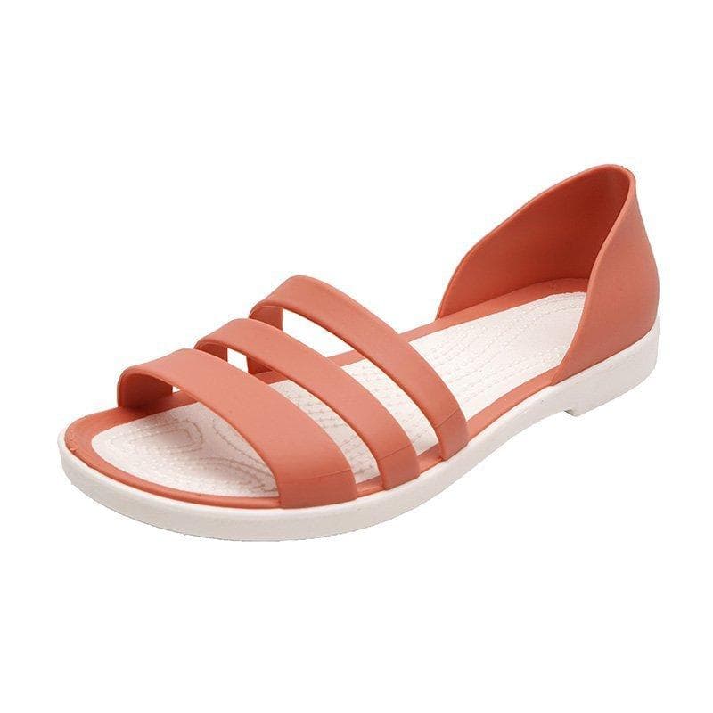 Women Summer Flat Sandals Open-Toed Slides Slippers Candy Color Casual Beach Outdoot Female Ladies Jelly Shoes 41 orange