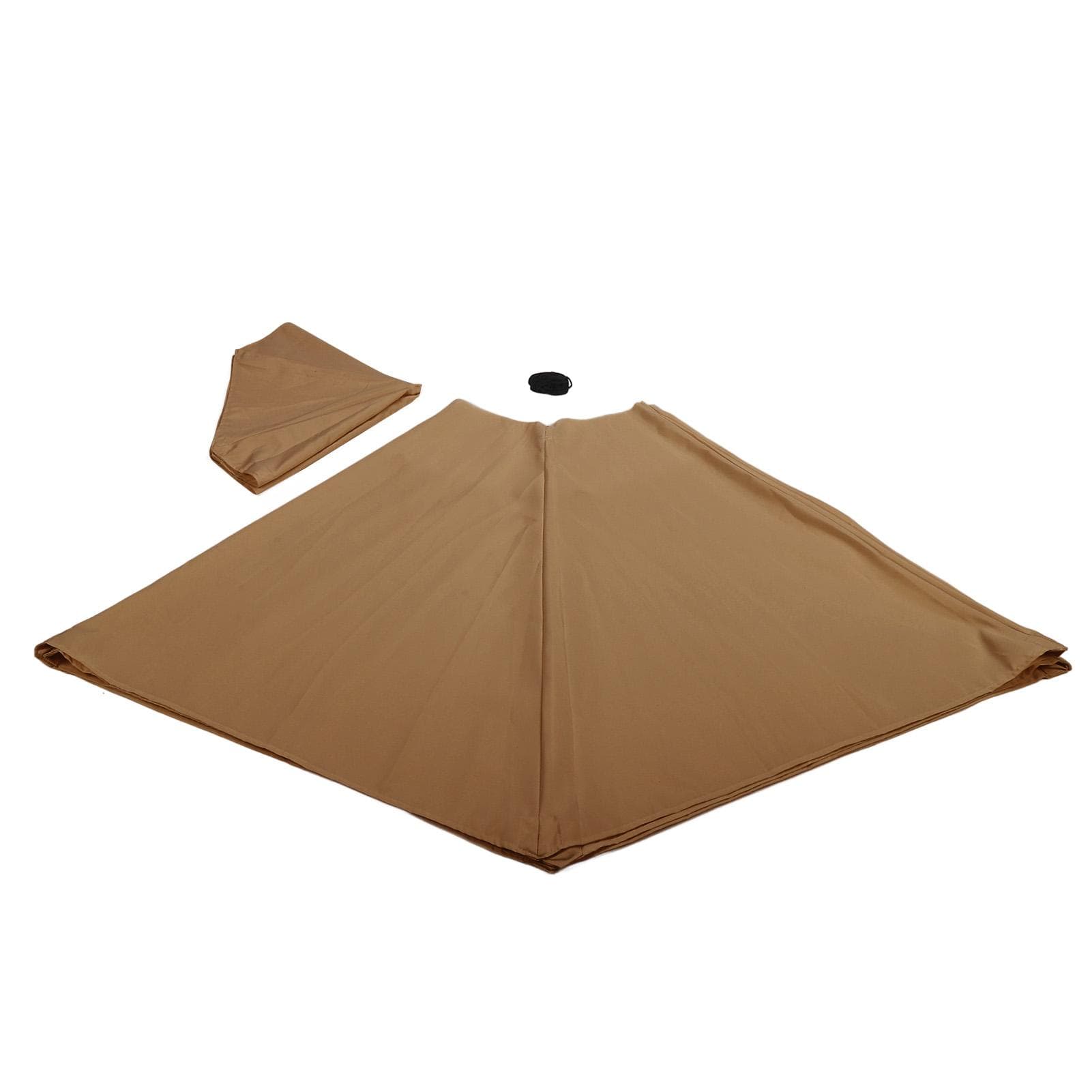 Outdoor Patio Umbrella Replacement Canopy Polyester Sunproof Waterproof Market Table Umbrella Top 3m / 9.8ft khaki