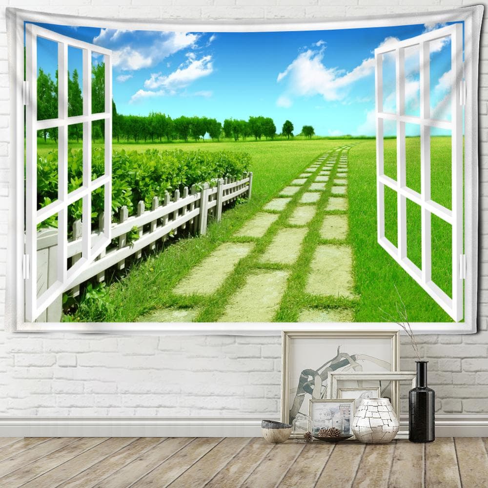 Seaside Scenery Tapestry Wall Hanging Bohemian Art Living Room Window Painting Simple Nordic Home Decor 320x182cm