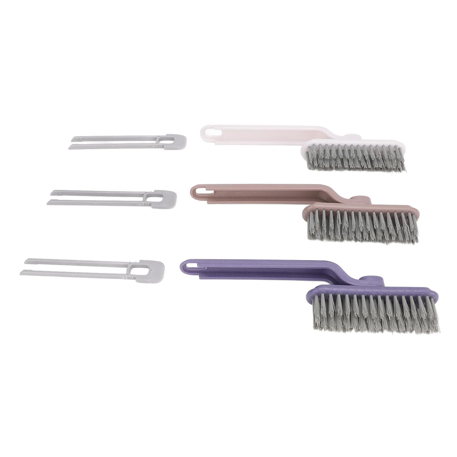 3pcs Grout Brush with Long Handle V Shaped 360 Degree Rotation Handheld Crevice Cleaning Brush for