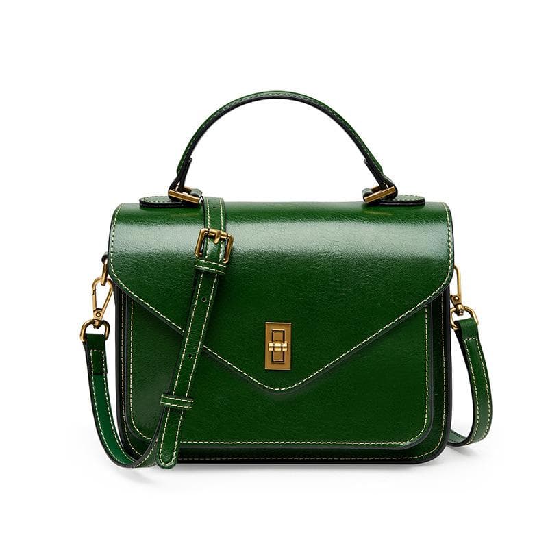 Bag Leather Senior Simple Fashion Temperament Female Bag Bill of Lading Shoulder Crossbody Postman green