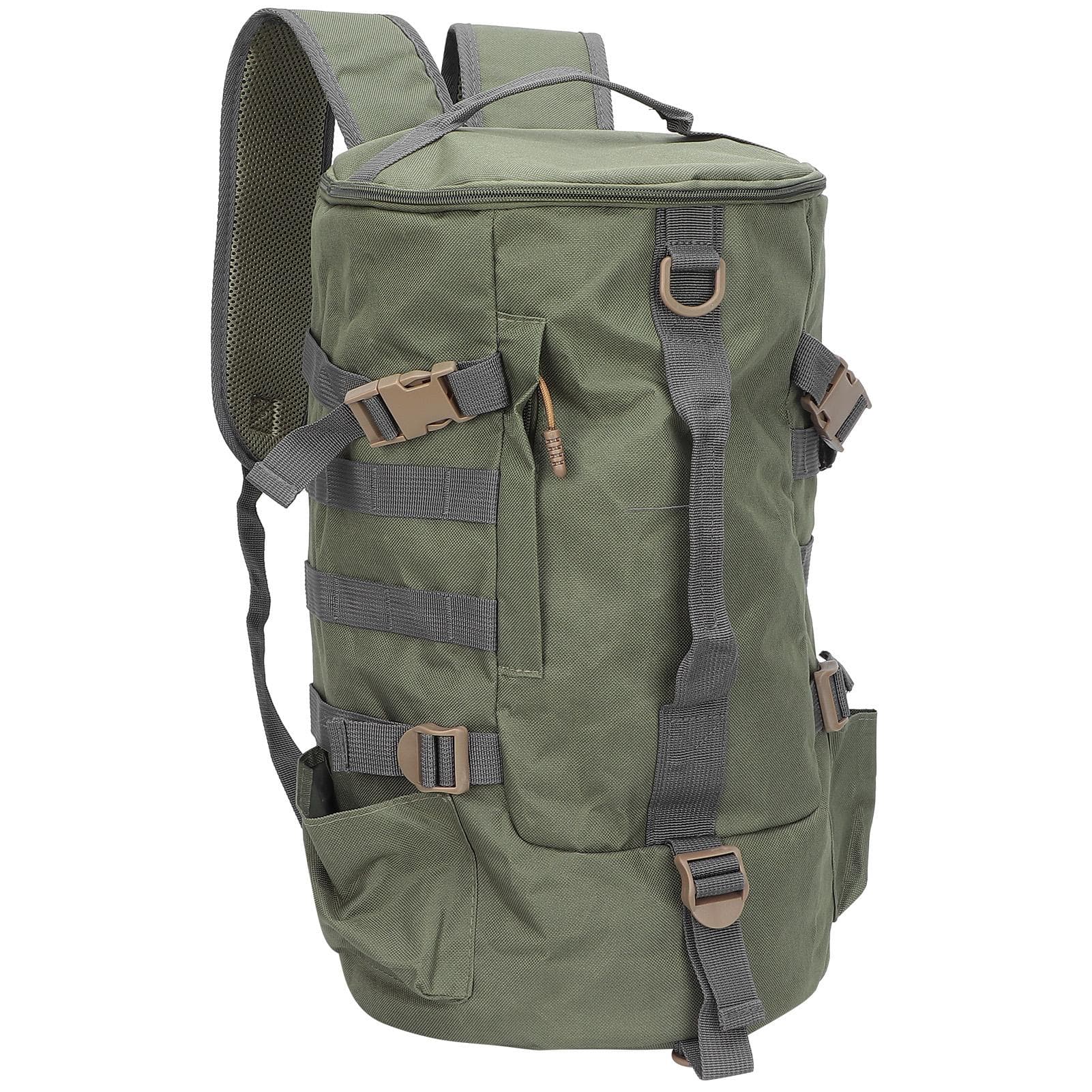 Fishing Bag Folding Cylindrical Large Capacity Fishing Tackle Backpack Travel Storage BagsMilitary green