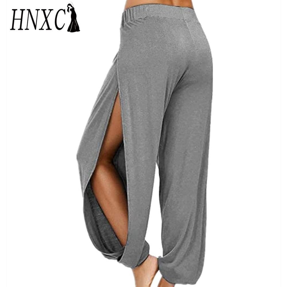 HNXC Women's Fashion Casual Solid Color Print Pants & Capris XL grey
