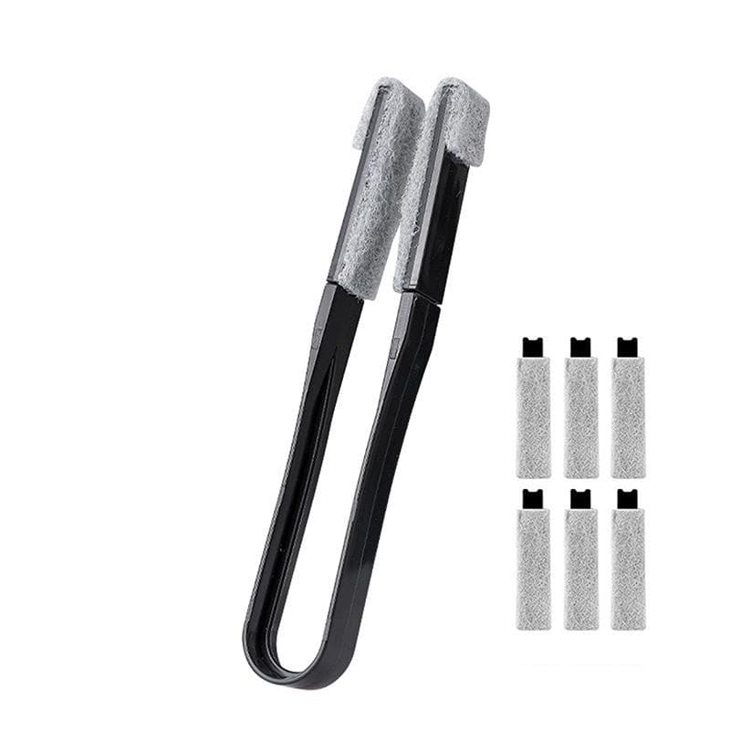 Window Shutters Blind Duster Brush With 6 Replacement Heads Cleaning Tool Car Vents Air Conditioner Gap Crack Washing Gadgets black