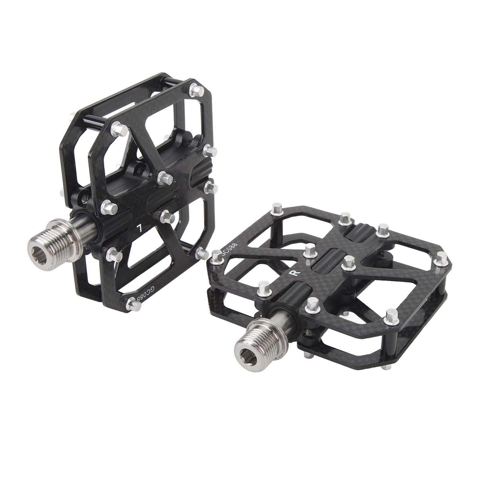 Carbon Fiber Bicycle Pedal with 20 Pins 3 Bearings Titanium Alloy Spindle Anti Skid Universal