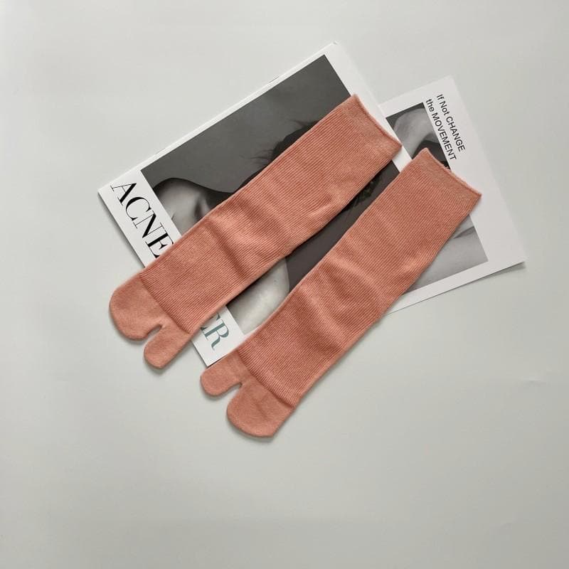 Combed Cotton Split Toe Man Woman Socks Solid Color Small Stripe Comfortable Soft Two-Toed Japanese Harajuku Women's Tabi Sox Size 36-42