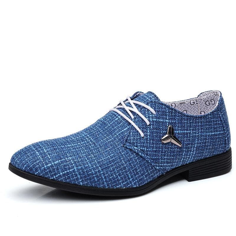 Men's Large Size Cloth Shoes Breathable Pointed Toe Linen Canvas Shoes Formal Men's Shoes Business Casual Shoes 48 blue