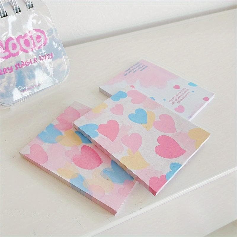 3sets (150sheets) Colorful Love Series Cute Korean Version of Note Paper, Can Tear Non-sticky Note, Student Note Paper, Ledger Decoration Materials 3pcs