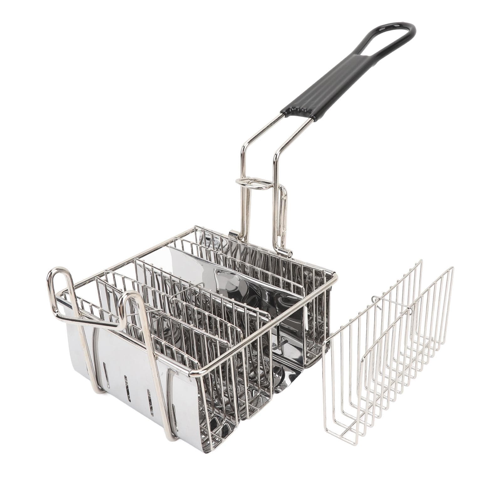 Taco Basket Stainless Steel Detachable Handle Time Saving Taco Fryer Holder Basket for Burritos L