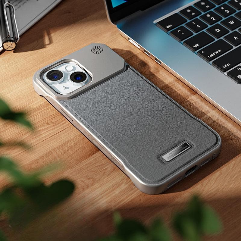 IPhone 16 Leather Magnetic Aromatherapy 13mini Mobile Phone Case Without Frame Suitable for Apple 15 Charging 14 Protection Case iPhone 11 gray