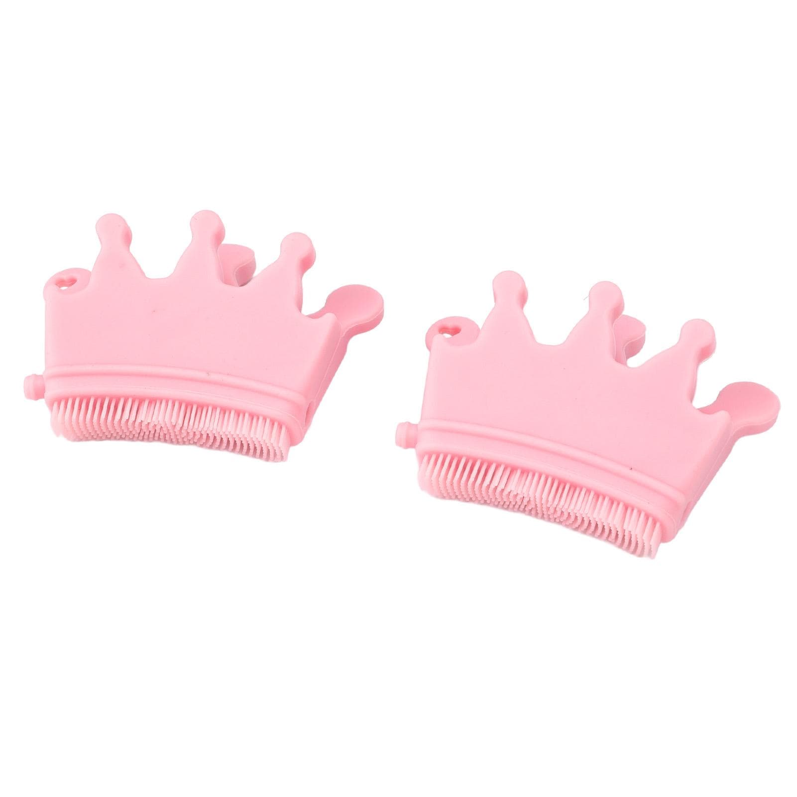 2pcs Silicone Nail Separator Brush for Manicure Pedicure Nail Art Tool Soft Crown Shape Reusable pink