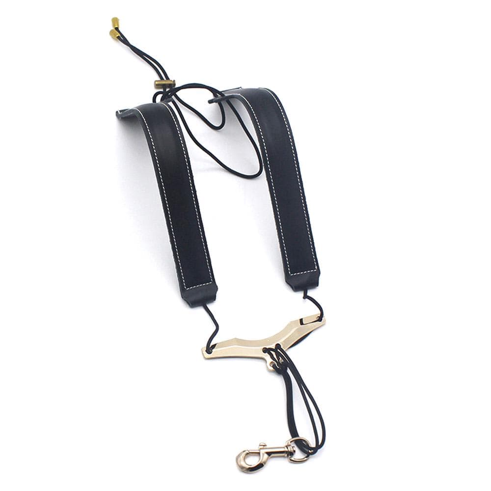 Adjustable Saxophone Shoulder Strap Sax Leather Strap for Alto/Tenor/Soprano Saxophones black