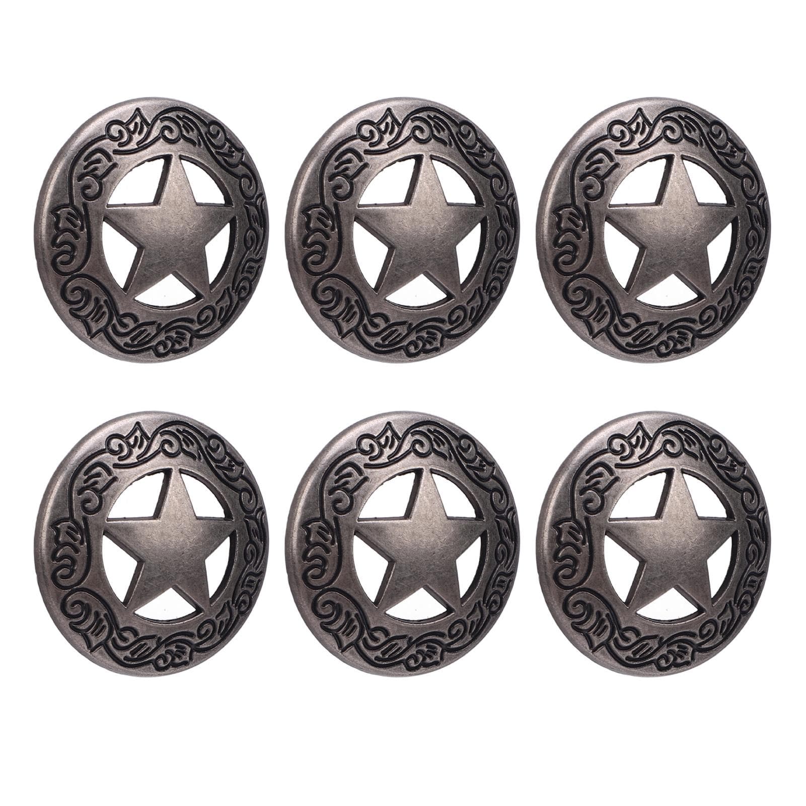 10 Sets Rivets Screws Gunmetal 28mm Hollow Five Pointed Star Rivet and 4.5mm Crossed Screw for