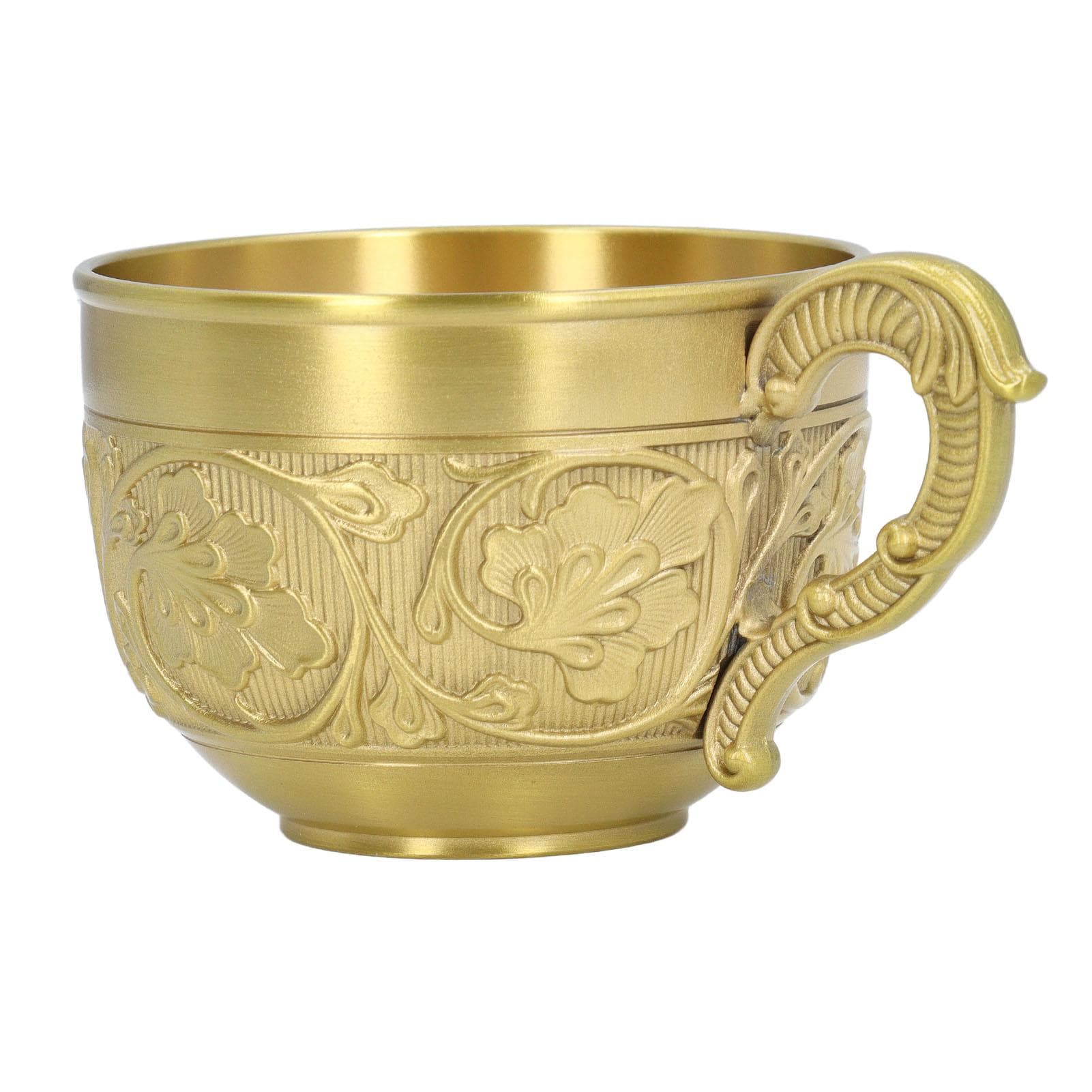 Brass Embossed Mug Retro Rustproof Brass Coffee Cup Hand Made Carving Metal Tea Cup Vintage L