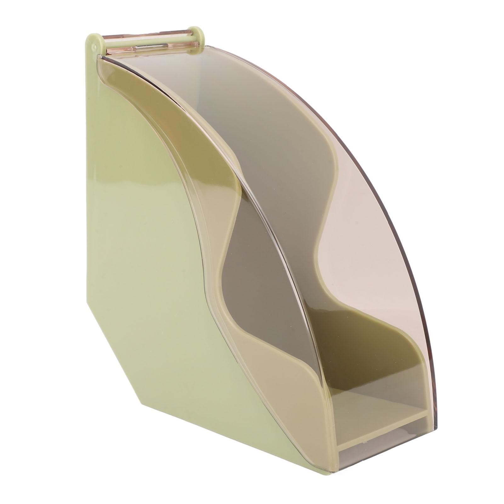 Fan Shape Storage Box with Dustproof Cover Compact Acrylic Filter Paper Holder Coffee Paper green