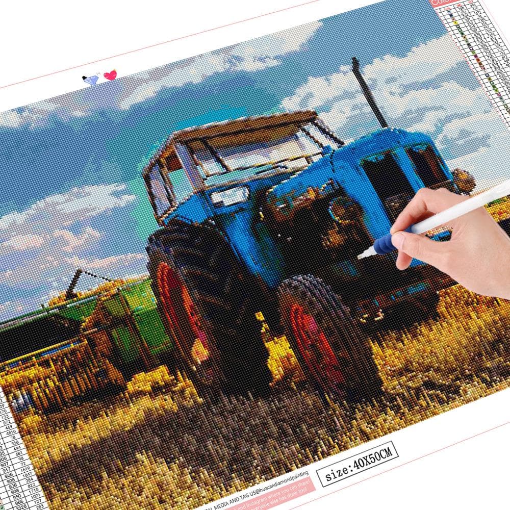 Full Round Diamond Mosaic Truck Diamond Painting Scenery Picture Rhinestone Diamond Embroidery 20X30