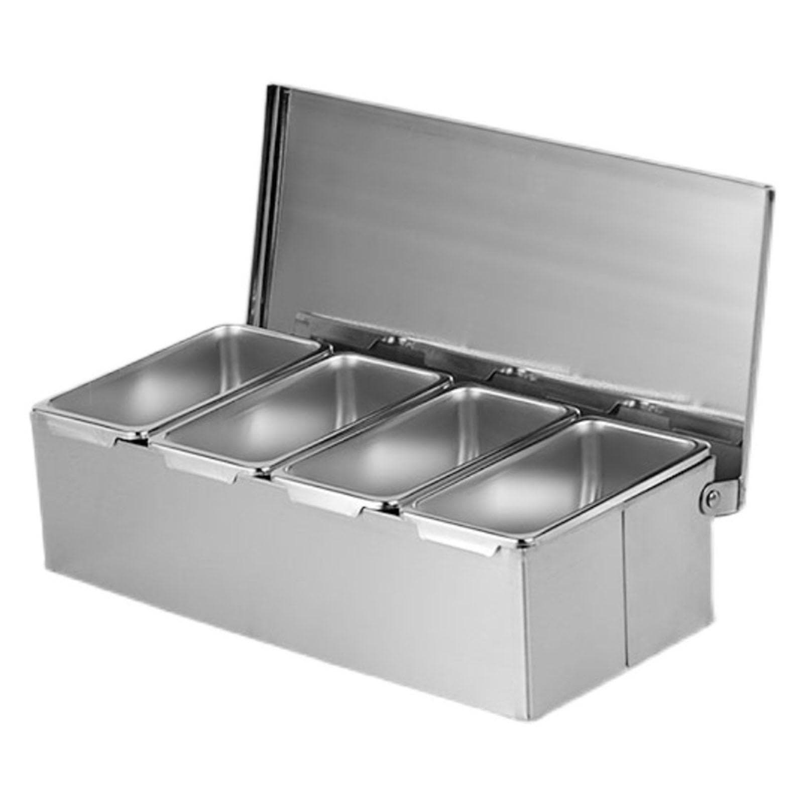 Stainless Steel Seasoning Box 4 Compartment Trays Large Capacity Storage Seasoning Case for Kitchen