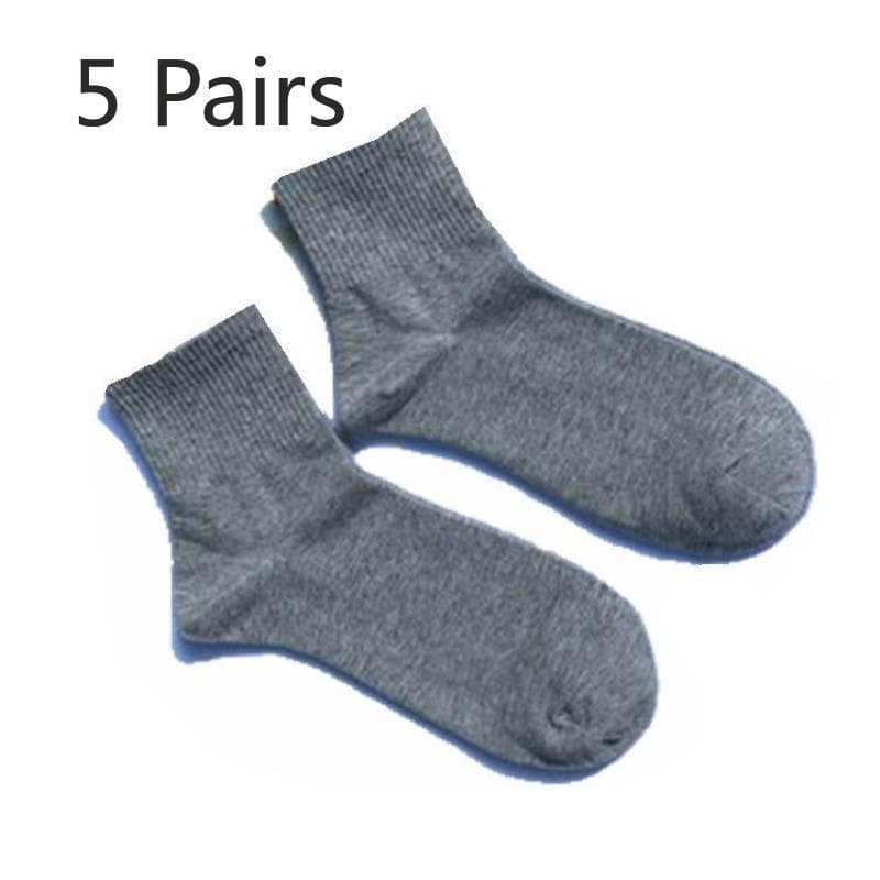 5 Pairs of Tide Solid Colour College Style Sports Mid-calf Cotton Socks Men and Women Couples Short Socks 5 pairs grey