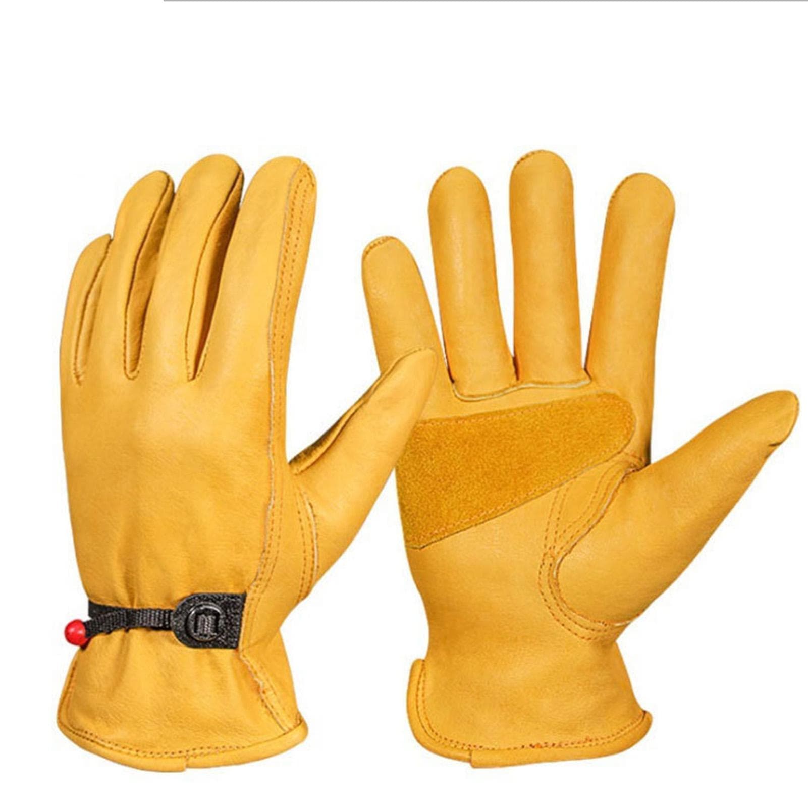 Work Gloves Prevent Slip Wearable Adjustable Soft Protective Faux Cowhide Gloves for Gardening L