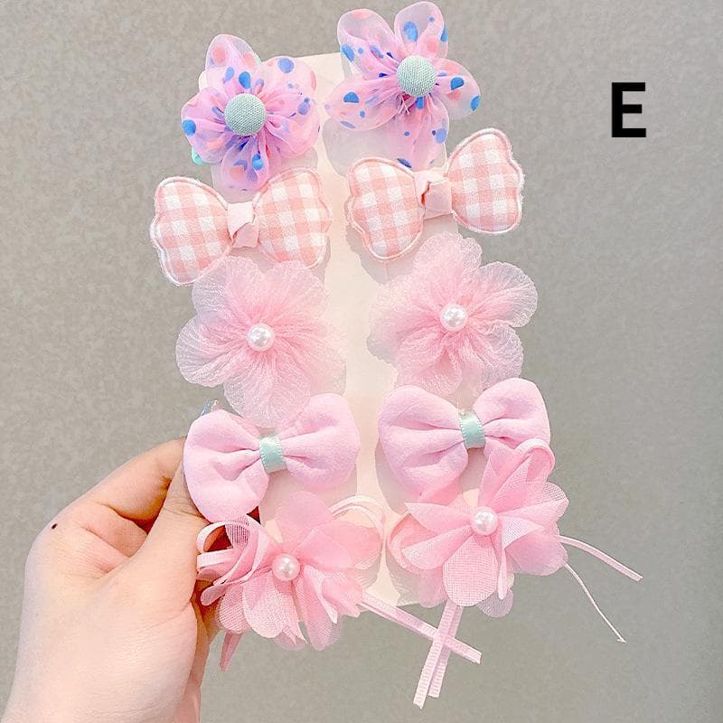 10PCS/Set New Girls Cute Mesh Bow Hairpins Kids Sweet Hair Ornament Headband Hair Clips Barrettes Fashion Hair Accessories