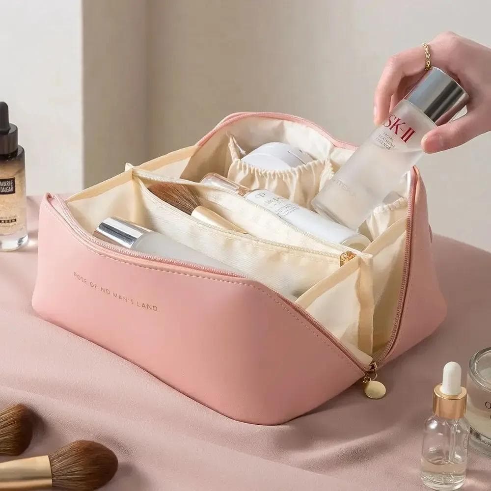 Makeup Organizer Female Toiletry Kit Bag Make Up Case Storage Pouch Luxury Lady Box, Cosmetic Bag, Organizer Bag For Travel Zip pink