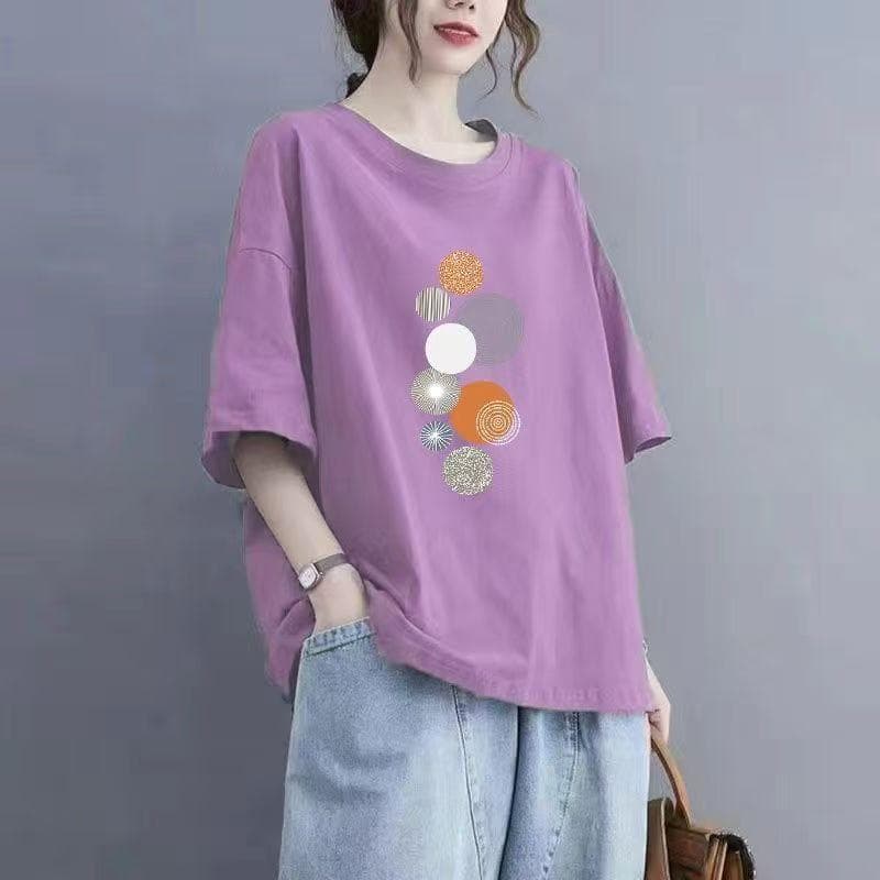 Summer Women Cotton Short-sleeved T-shirt Women Loose Tops M
