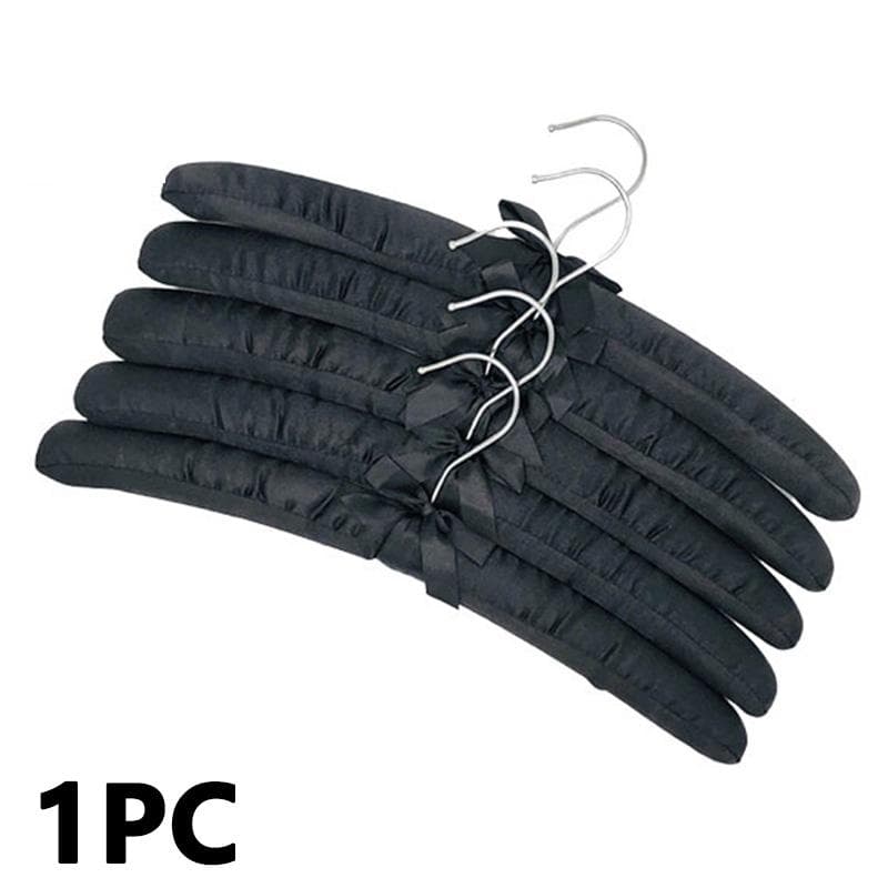 1PC Clothes Shop Clothes Hanger Silk Wrapped Storage Holder Sponge Hangers Padded Hanger Satin black